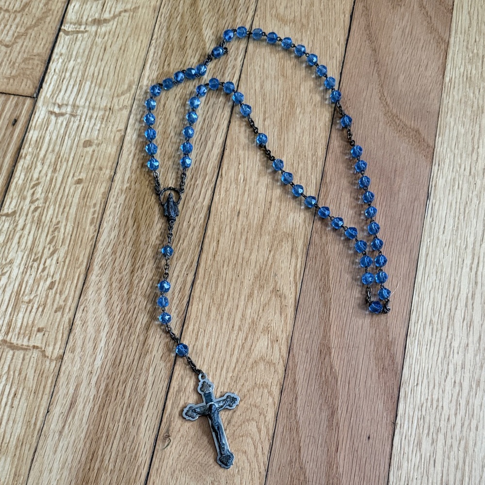 Vintage Italian Blue Glass Rosary